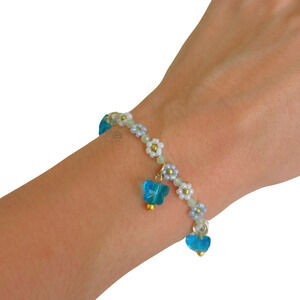 Handmade Beaded Bracelet – Butterfly Sky Flower Design, Adjustable & Light